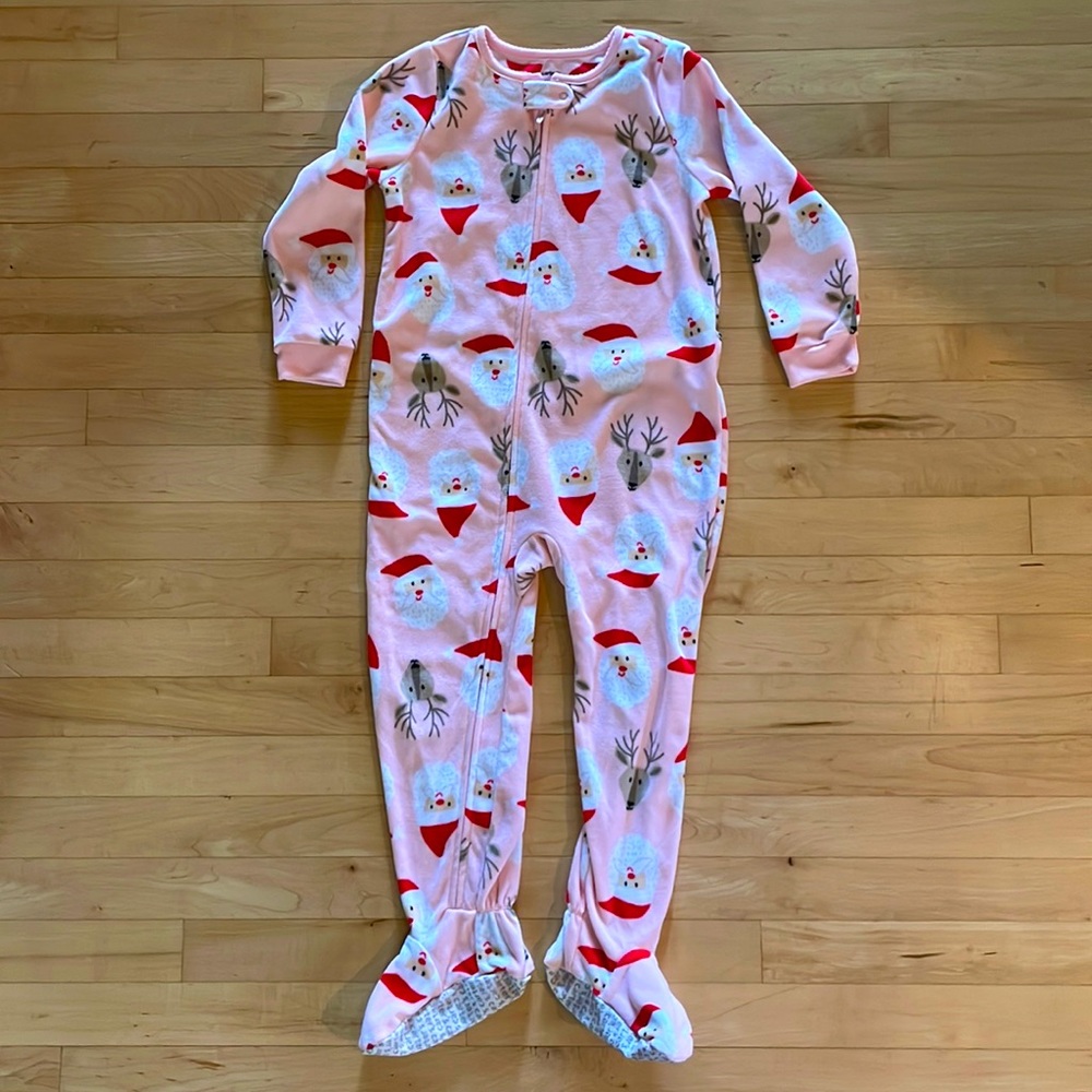 Carter’s fleece one piece footed holiday Pajamas